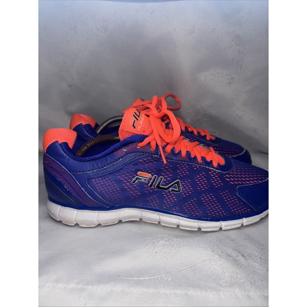 Fila Running Shoes Blue Neon Orange‎ Mesh Athletic Sneakers Mens Womens 7.5